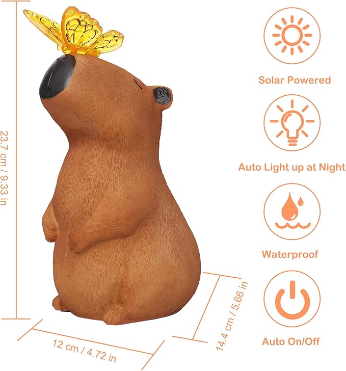 Attivolife Garden Solar Outdoor Statues Capybara Light, Outside & 7 Color Change Lamp, Patio Easter Ornament for Lawn Balcony Porch Yard Art Decor, for Mom Grandma-Ruum Studio Home