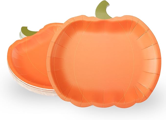 Cheerland Pumpkin Party Plates Fall Paper Plates Disposable Dessert Shaped Tableware for Halloween Birthday Baby Shower Halloween Classroom Autumn Harvest Thanksgiving Party Favor Decorations 24pcs-Ruum Studio Home
