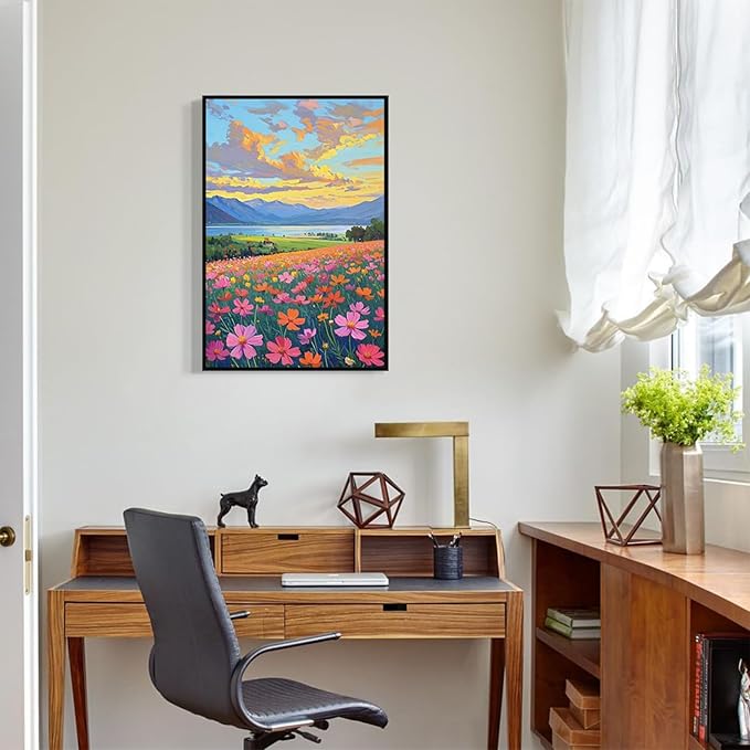 Colorful wildflowers field scenery poster artwork wall decoration wildflowers everywhere wall painting suitable for bedroom home office-Ruum Studio Home
