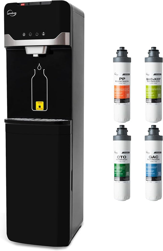 iSpring Bottleless Water Dispenser with Built-in 4-Stage Filtration, Hot/Cold/Room Temp, Self Cleaning, Stainless Steel, Model: DS4B-Ruum Studio Home