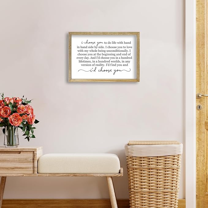 I Choose You To Do Life Sign Wall Decor 16X11 I Love You InchRomantic Marriage Art Wooden Framed Wall Hanging (Wood)-Ruum Studio Home