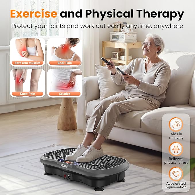 AXV Vibration Plate Fitness Platform Exercise Machine Vibrating Lymphatic Drainage Shaking Full Body Shaker Workout Vibrate Stand Shake Board Sport Gym for Weight Loss Fat Burner for Women Men-Ruum Studio Home