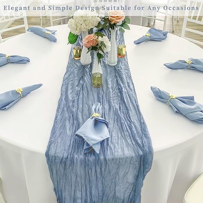 20 Pack Dusty Blue 10FT Cheesecloth Table Runner Rustic Gauze Fabric Cheese Cloth Table Runner for Wedding Bridal Baby Shower Table Decor 20 x 120 Inch Long Boho Sheer Birthday Party Table Decorations-Ruum Studio Home