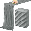 12 Pack Gray 10FT Cheesecloth Table Runner Rustic Gauze Fabric Cheese Cloth Table Runner for Wedding Bridal Baby Shower Table Decor 20 x 120 Inch Long Boho Sheer Birthday Party Table Decorations-Ruum Studio Home
