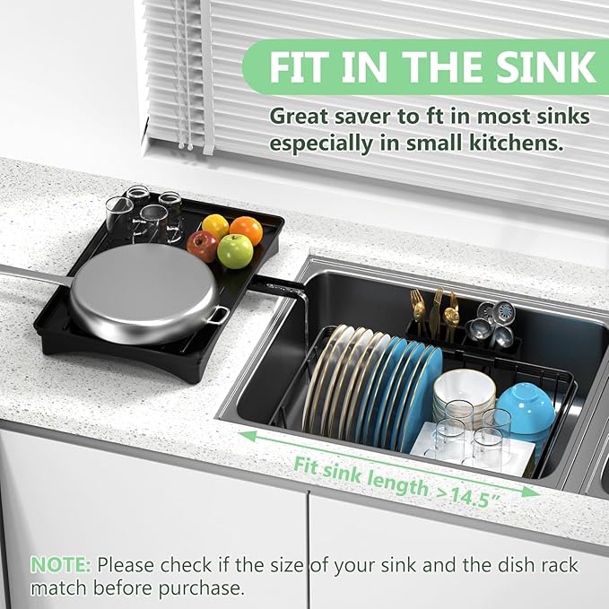 LEMIKKLE Roll Up Dish Drying Rack, Over The Sink Dish Drainer Rack, Foldable Sink Drying Rack, Anti-Slip Silicone Wrapped Dish Drainer for Kitchen Counter-Ruum Studio Home