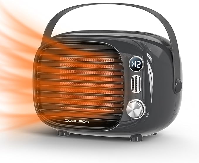 Space Heater, Small Desk Heater with High Output, Safe and Quiet Ceramic Desktop Heating Fan for Home Bedroom Office Desk Indoor Use(Grey)-Ruum Studio Home