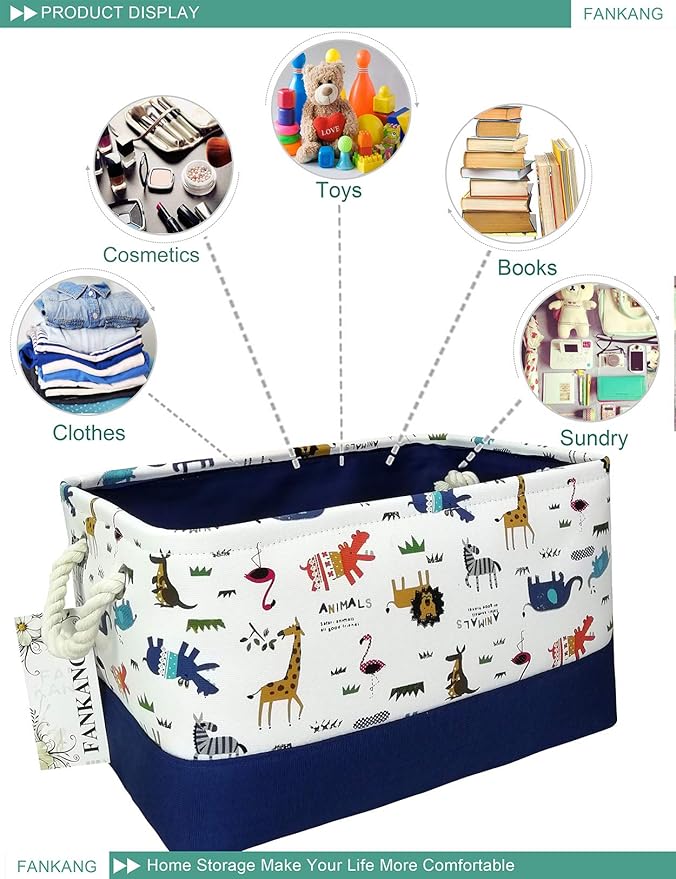 FANKANG Rectangular Laundry Basket Nursery Storage Fabric Storage Bin Storage Hamper,Gift Baskets (Animals)-Ruum Studio Home