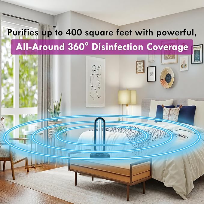 Tower - UV Light Sanitizer & Ultraviolet Lamp with Remote Control (UV-C Cleaner for Home, Room, Office | 38W UVC Disinfection Bulb | Kill Germs, Bacteria, Virus, Dust | USA)-Ruum Studio Home