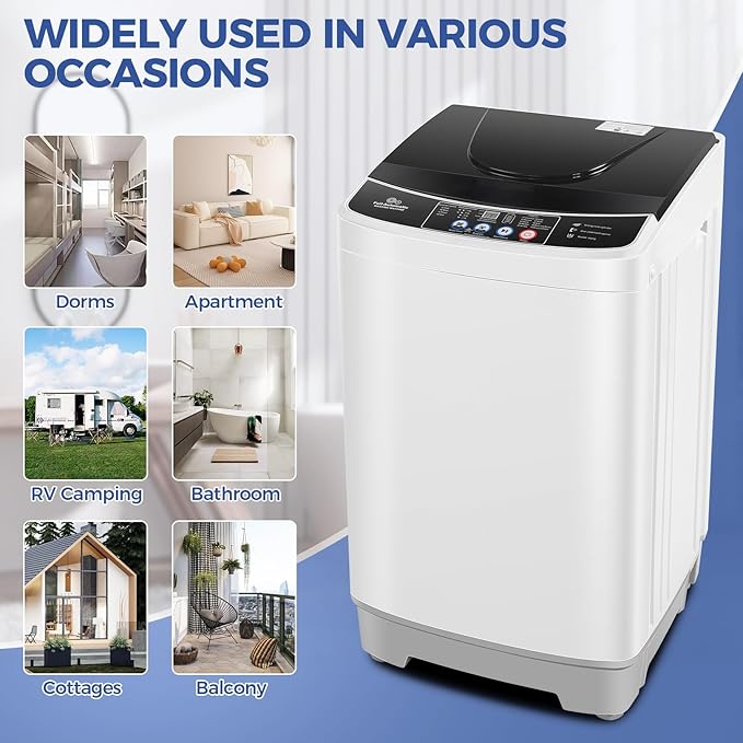 20Lbs Portable Washing Machine Nictemaw Portable Washer, 2.8 Cu.ft Washer and Dryer Combo with Drain Pump, 10 Programs 8 Water Level Compact Laundry Washer for Home, Apartment, RV, Dorms-Ruum Studio Home