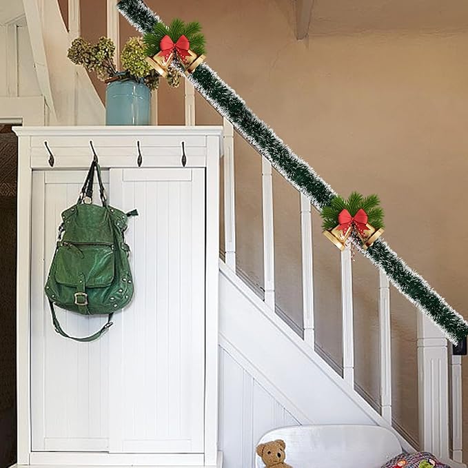 50 FT/15M Long Dark White Artificial Christmas Tinsel Garland Decorations DIY for Xmas Tree,Fireplace Mantel,Stairs Railing Outdoor Indoor Holiday Decor-Ruum Studio Home