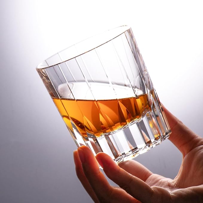 KAMMAK Crystal Whiskey Glasses Set of 2, Handcrafted 7.1oz Old Fashioned Glasses Stemless, Luxury Hand Blown Cocktail Glasses, Scotch Cup for Women, Men Gift for Bourbon Barware, Home Bar-Ruum Studio Home