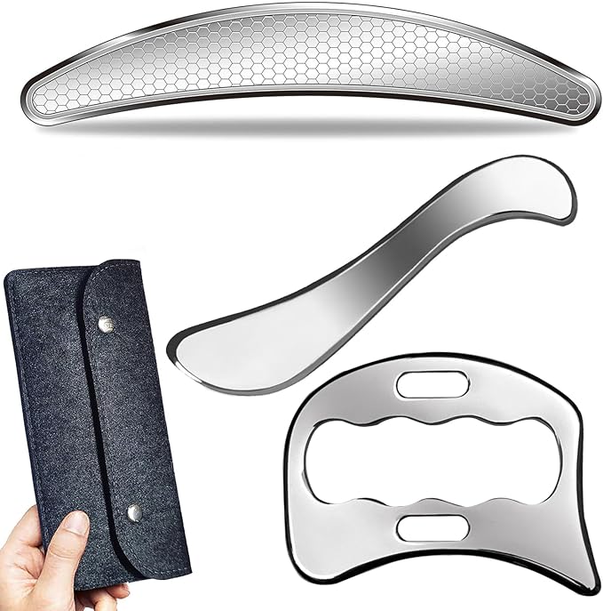 3 in 1 Professional IASTM Massage Tool Set, Stainless Steel Muscle Scraper, Physical Therapy Tools for Soft Tissue-Ruum Studio Home