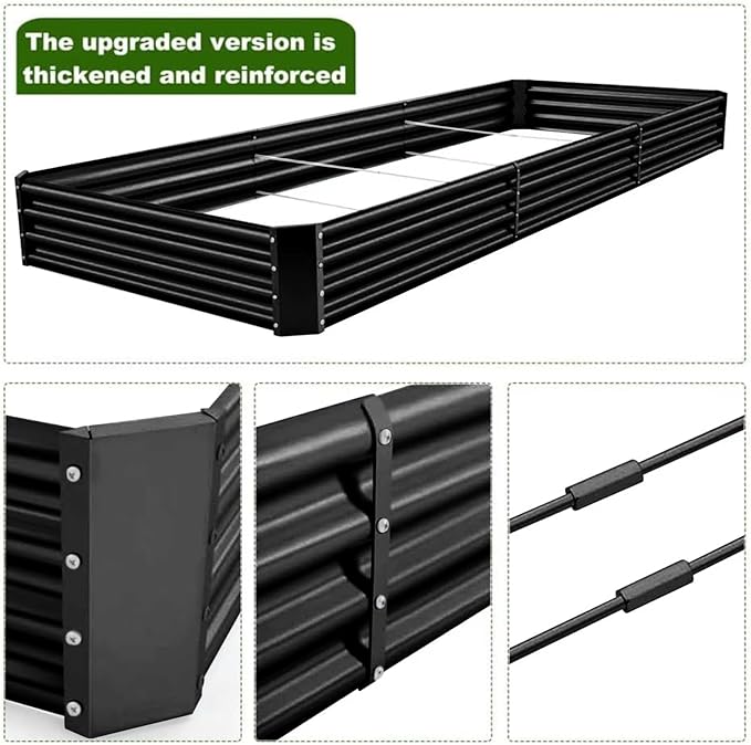 Land Guard 12×4×1ft Galvanized Raised Garden Bed Kit for Vegetables 2 Pack, Galvanized Super Large Metal Planter Raised Garden Boxes Outdoor (Gray)-Ruum Studio Home