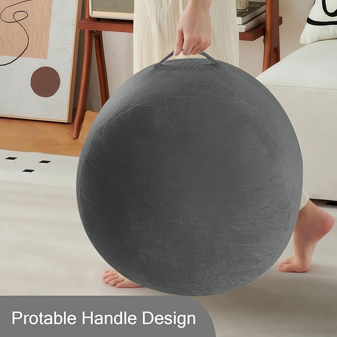 MeMoreCool Round Stuffed Pouf Ottoman Foot Rest, Floor Pouf Foot Stool with Soft Foam Chunk Filling, Small Round Ottoman Footstool Circle Footrest for Living Room, Dark Grey-Ruum Studio Home