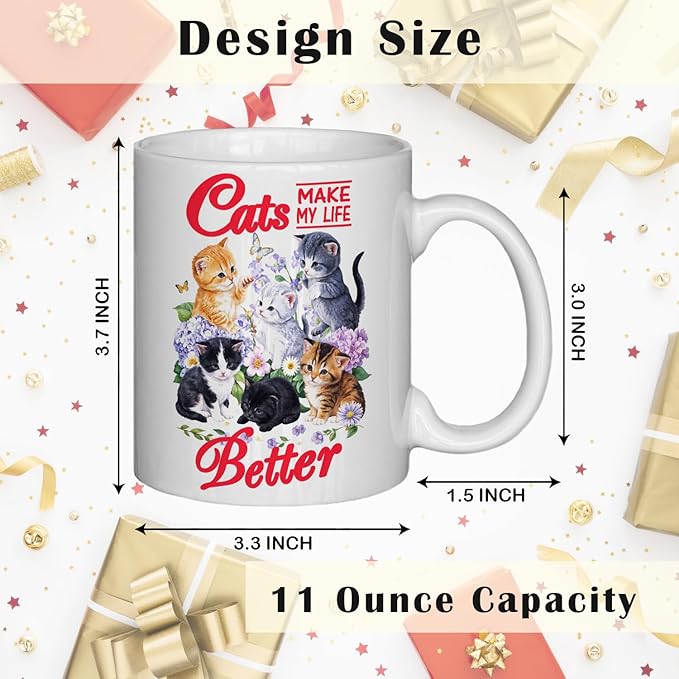 JINYO Cat Coffee Mugs, Cat Coffee Mugs For Cat Lovers,Cat Mom Cup,Cat Mom Mug,Cat Mugs For Cat Lovers Women, Cat Gifts for Cat Lovers Women Girls, Cat Lover Coffee Mug, Cat Lover Gift, Cat Cups, 11oz-Ruum Studio Home