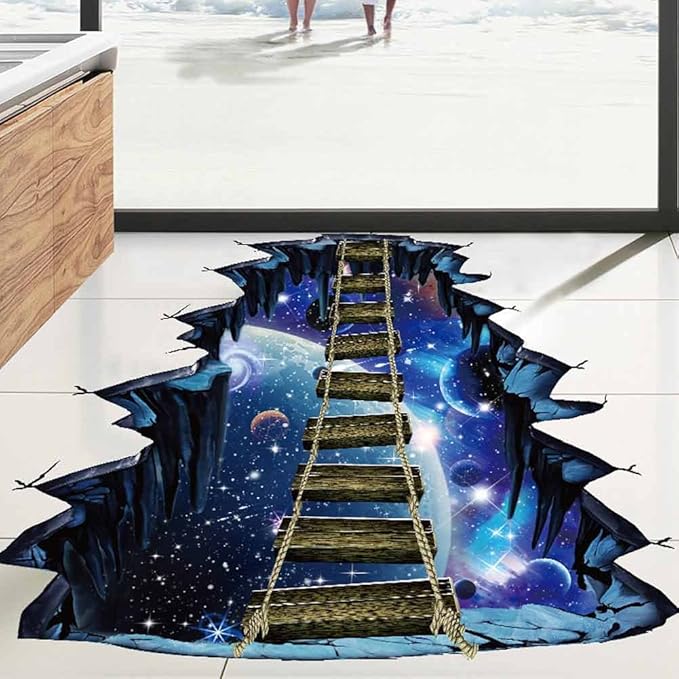 Quanhaigou Blue Galaxy Bridge Wall Sticker,3D Outer Space Decorations Decal for Home Decor Kids Bedroom Large-Ruum Studio Home