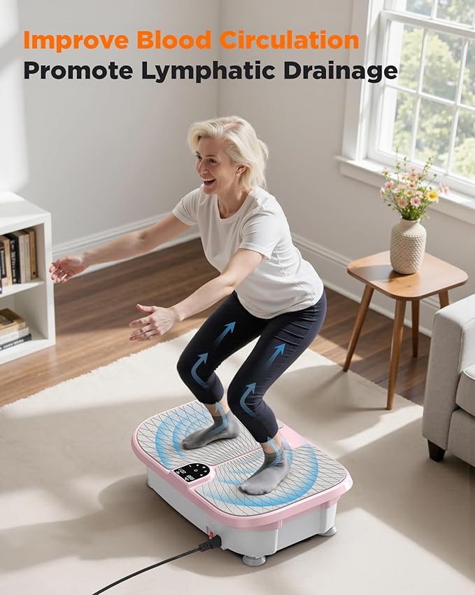 FEIERDUN Vibration Plate Exercise Machine, 400 LBS Capacity Vibration Plate for Lymphatic Drainage, Max Space for Whole-Body Workout & Relaxation at Home-Ruum Studio Home