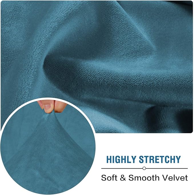 H.VERSAILTEX Velvet Stretch Couch Cushion Cover Plush Cushion Slipcover for Chair Loveseat Sofa Cushion Furniture Protector Seat Cushion Sofa Cover (2 Piece Large Sofa Cushion Covers, Peacock Blue)-Ruum Studio Home