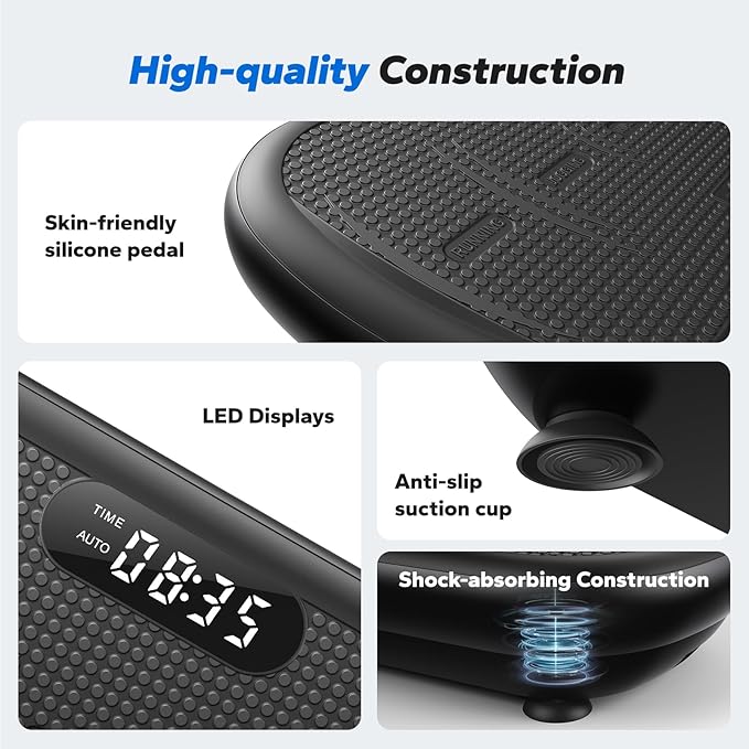 MERACH Vibration Plate Exercise Machine, Vibration Plate 440 Lbs Capacity, Bluetooth and Silicone Pedal, Stimulate Deep Fat, Vibration Plate for Lymphatic Drainage, Vibrating for Weight Loss-Ruum Studio Home