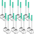 16 Pcs Portion Control Serving Spoons, Restaurant Measuring Serving Ladle Utensils, Portion Control Slotted Scoops for Weight Loss, Solid and Perforated Scoops(Green,4 oz)-Ruum Studio Home