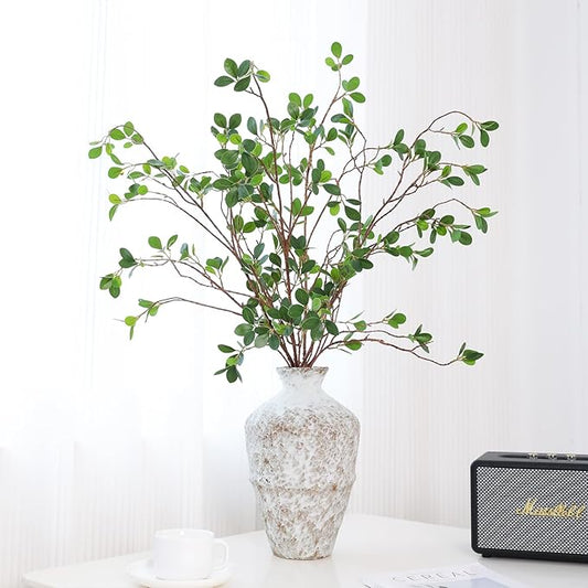 ucky Artificial Realistic Eucalyptus Stems，Decoration Greenery Stems ，43 Inch 4 Pcs, Realistic Touch Flexible Branches, Green Fake Plant, for Home Decor Tables Vases Garden Decoration-Ruum Studio Home