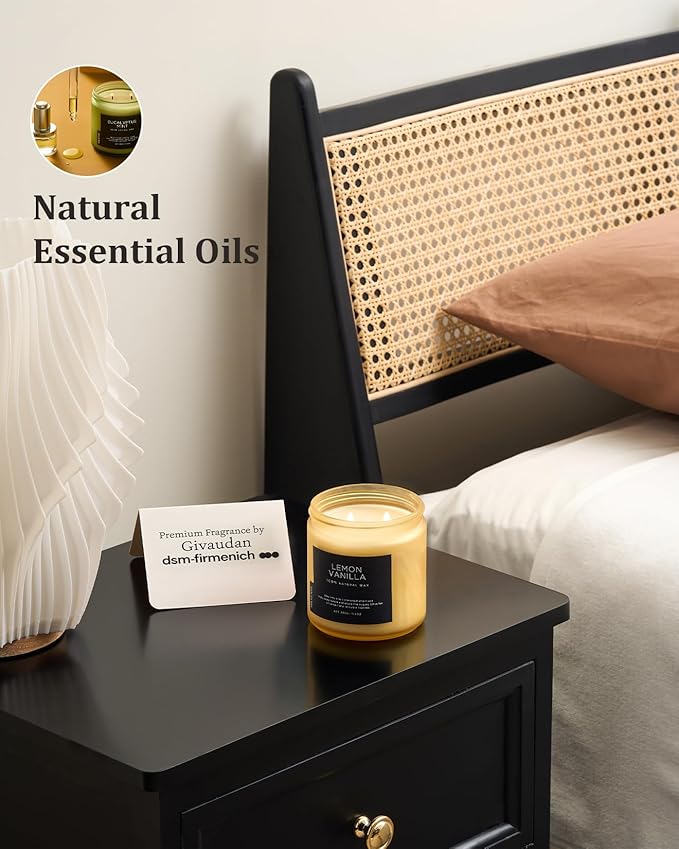 M&SENSE Candles Lemon Vanilla Scented, 11.6oz 70 Hour Long Lasting Candles for Home, 2 Wick Natural Soy Wax in Glass Jar, Stress Relief Gifts for Women and Men-Ruum Studio Home