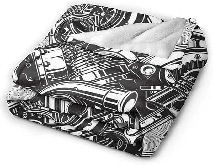 HGOD DESIGNS Automobile Car Parts Pattern Flannel Fleece Bed Blanket Throw Blanket Lightweight Cozy Plush Blanket for Bedroom Living Rooms Sofa Couch 40"x50"-Ruum Studio Home