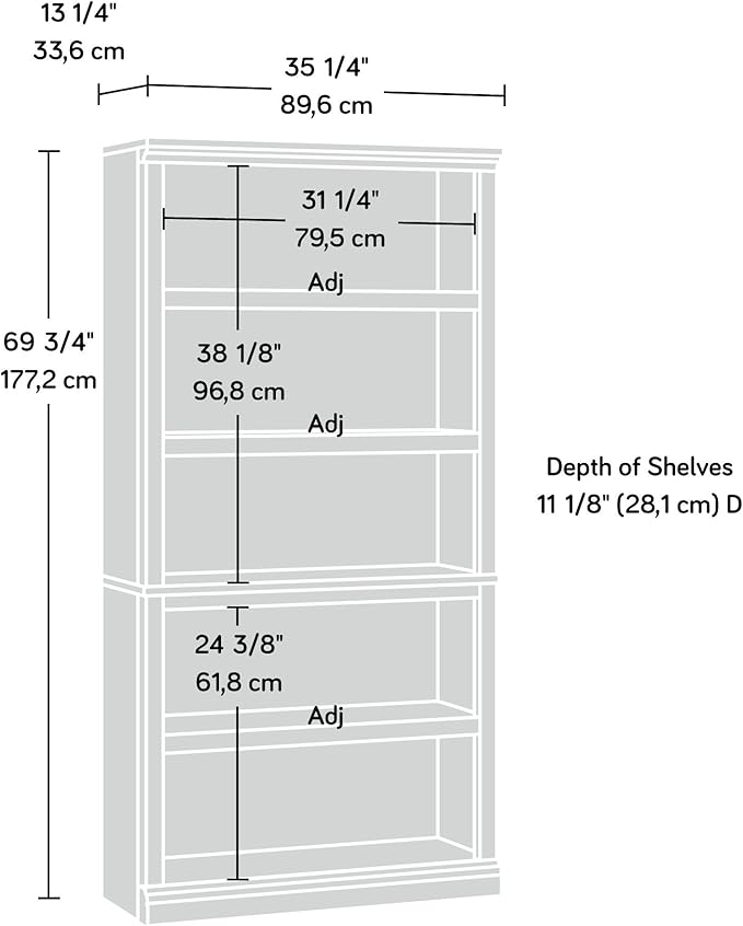 Sauder Miscellaneous Storage 5-Shelf Bookcase/ Book shelf, Select Cherry finish-Ruum Studio Home