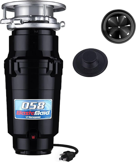Waste Maid 10-US-WM-058-3B Garbage Disposal Anti-Jam Stainless Steel Food Waste Grinding System, 1/2 HP Economy, Black-Ruum Studio Home