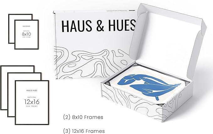 HAUS AND HUES Picture Frames for Wall - Set of 5 black photo frames, Photo Frame Collage, Bulk Picture Frames, Assorted Picture Frames, Picture Frames Bulk (Two 8x10, Three 12x16 Black)-Ruum Studio Home