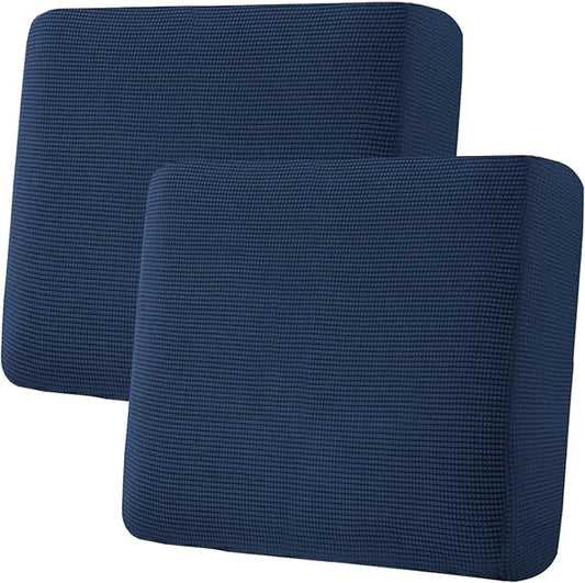 H.VERSAILTEX Super Stretch Individual Seat Cushion Covers - 2 Piece Large Sofa Cushion Covers, Navy, Thick Jacquard Textured Twill Fabric Sets-Ruum Studio Home