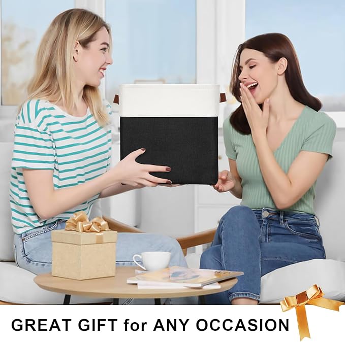 Collapsible Fabric Storage Cubes 11x11 Cube Storage Bins, 4 Pack Closet Baskets Box with Handles for Organizing, Shelf, Toys, Clothes, Home, Office, Nursery (Black&White)-Ruum Studio Home