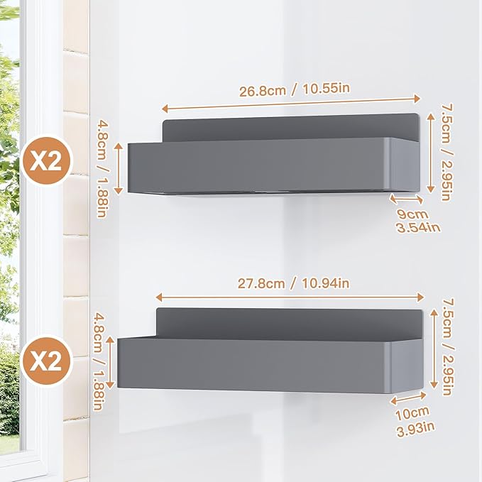Magnetic Spice Rack for Refrigerator, Kitchen Organizer and Storage Shelf, Grey (4 Pack)…-Ruum Studio Home