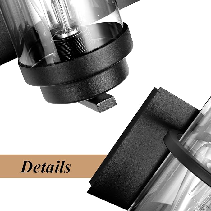 Bathroom Vanity Light Fixtures,4 Lights Matte Black Vanity Lights, Industrial Black Wall Sconces 4 Lights,Farmhouse Bathroom Lights(Bulbs not Included)-Ruum Studio Home