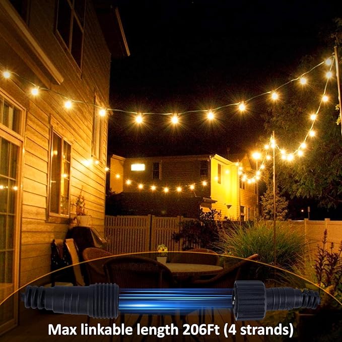 26 Ft LED Outdoor String Lights, Connectable Patio with 8Pcs Waterproof Vintage Edison Bulbs for Backyard, Balcony, Bistro Camping Outdoor Lighting-Ruum Studio Home