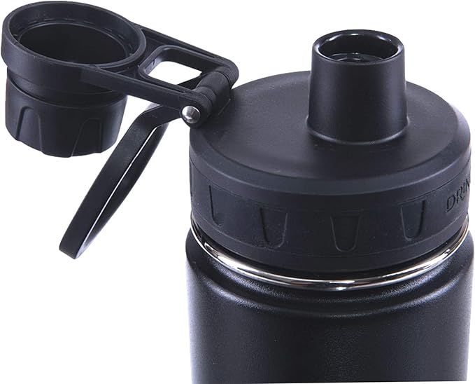 Drinco Stainless Steel Water Bottle Spout Lid Vacuum Insulated Double Wall Water Bottle Wide Mouth (40oz 32oz 22oz 18oz 14oz) Leak Proof Keep Cold Sport Camping Hiking (22 oz, 22oz Black)-Ruum Studio Home
