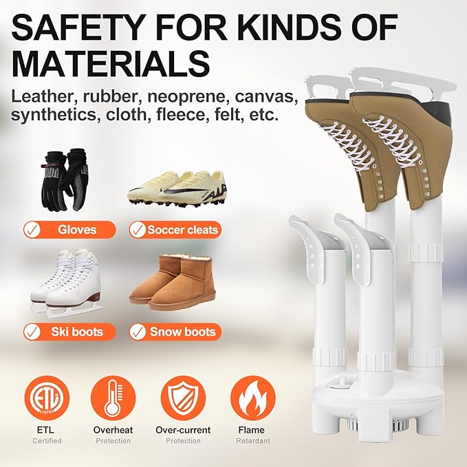 Boot Dryer, Shoe Dryer and Glove Dryer with Timer and Fan, White-Ruum Studio Home