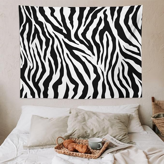 HZOHNAGO Zebra Print Tapestry Nature Wild Animals Black and White Stripe Printed Wall Tapestry Painting Wall Hanging for Bedroom Living Room Dorm 80" W x 60" H-Ruum Studio Home