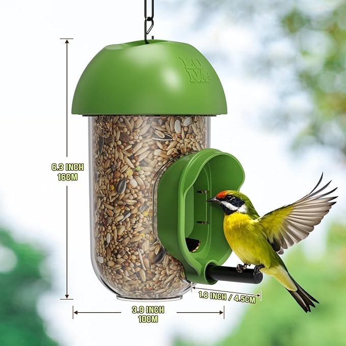 LONA Bird Feeders for Outdoors, Tube Feeder Weatherproof with Multiple Hanging Methods, Wild Bird Feeding Silo for Outside, 1 Port-Ruum Studio Home