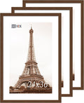 VCK 24x36 Brown Poster Frame 3 Pack, Wood Picture Frame with Exclusive Wood Grain, Wall Mounting Hanging-Ruum Studio Home