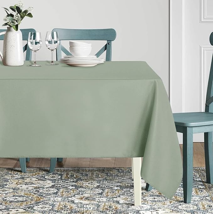 sancua Rectangle Tablecloth - 60 x 102 Inch - Stain and Wrinkle Resistant Washable Polyester Table Cloth, Decorative Fabric Table Cover for Dining Tables, Buffet Parties and Camping, Sage Green-Ruum Studio Home