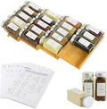 Spice Drawer Organizer with 18 Spice Jars,216 Labels,50 Non-slip Rubber, Bamboo 4 Tier Seasoning Rack Tray Insert for Kitchen Drawers,Cabinets,Countertop,9" Wide x 15.8" Deep-Ruum Studio Home