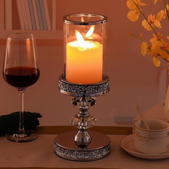 Pillar Candle Holders, Candle Holders for Pillar Candle, Crystal Candlesticks Holder for Home Decor, Wedding, Events, Coffee Dining Table CH048MD-Ruum Studio Home