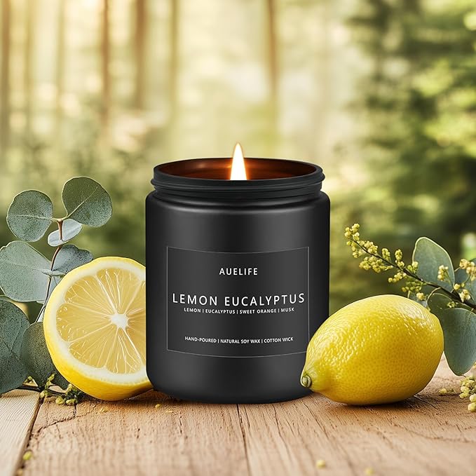 Lemon Eucalyptus Candle | Scented Candle for Home, Aromatherapy Candles - Soy Candles for Home Scented, Gift for Women Men, Home Fragrance Decoration -7oz-Ruum Studio Home