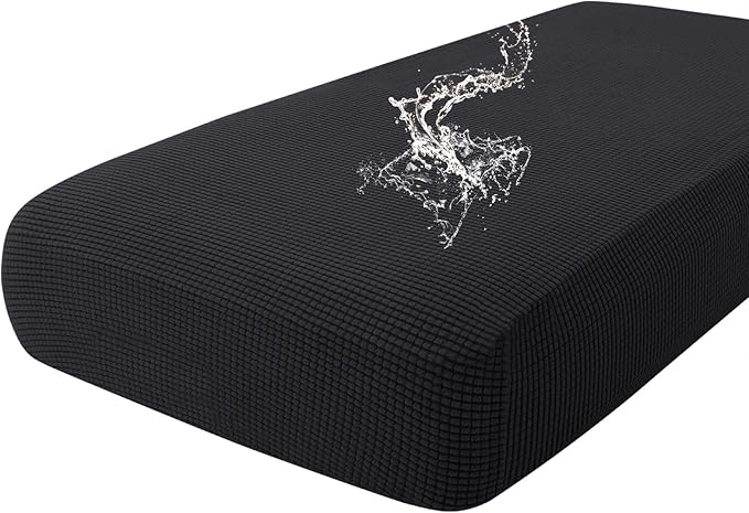 hyha Waterproof Couch Cushion Covers for Pets, Non Slip Sofa Seat Cover for Dogs Washable, Soft Thick Stretch Jacquard Fabric, Sofa Slipcovers with Elastic Bottom (1 Piece for Large, Black)-Ruum Studio Home
