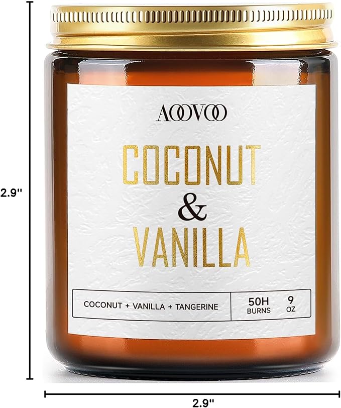 AOOVOO Coconut Vanilla Candles - 9 oz Scented Candles, Aromatherapy Candle, Soy Candle for Home Scented-Ruum Studio Home