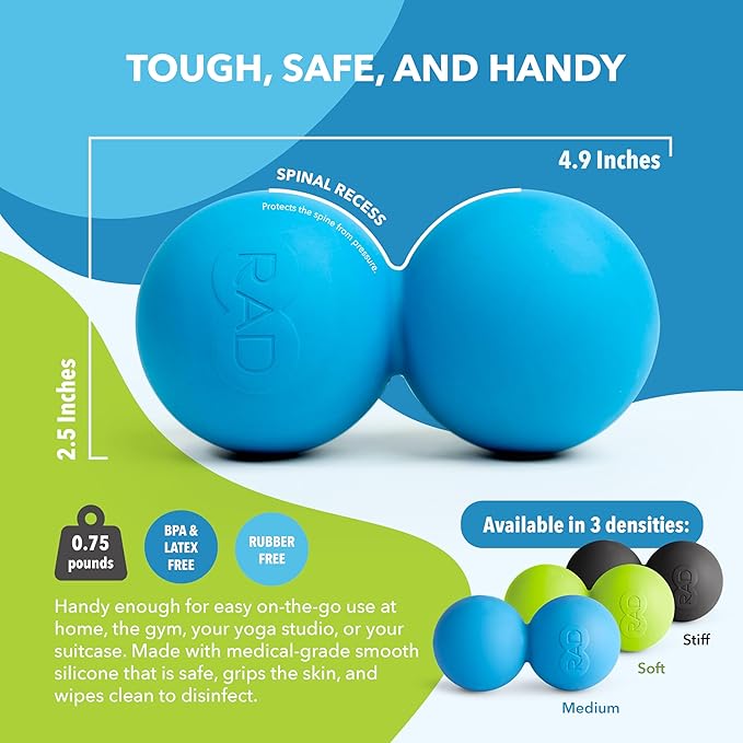 RAD Original Peanut Massage Ball – Medium Density Yoga Deep Tissue Roller Ball – Myofascial Release for Back, Neck, Feet, Psoas & Spine – Suboccipital & Thoracic Trigger Point Therapy-Ruum Studio Home