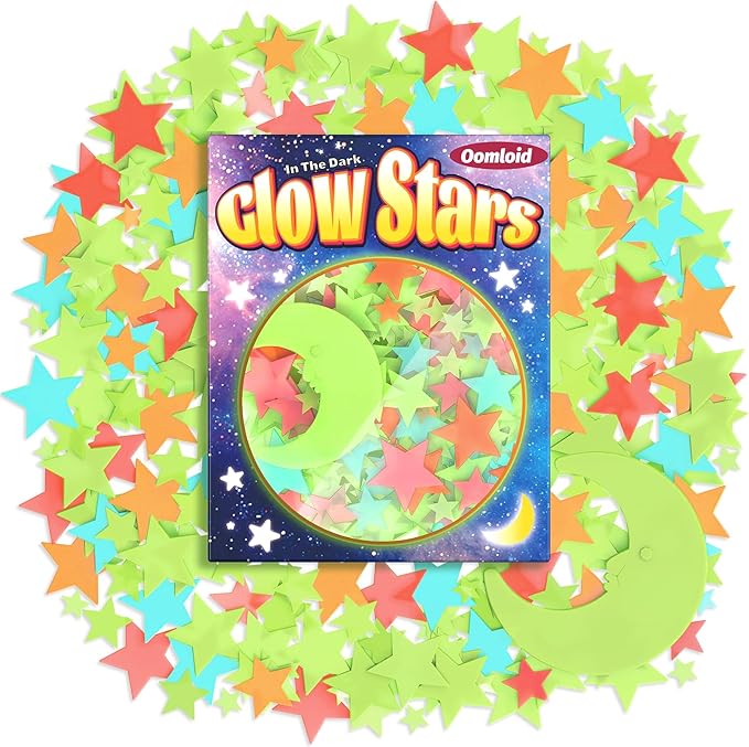201 Pcs Glow in The Dark Stars Stickers for Ceiling, Multicolor Toddler Wall Room Decor Gifts, Luminous 3D Glowing Stars Stocking Stuffers for Kids Boys Girls-Ruum Studio Home