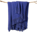 lifein Throw Blanket for Couch, Soft Boho Decor Bed Throw,Cozy Blue Chenille Knitted Small Farmhouse Lightweight Throw for Spring(Blue,60 * 80")-Ruum Studio Home