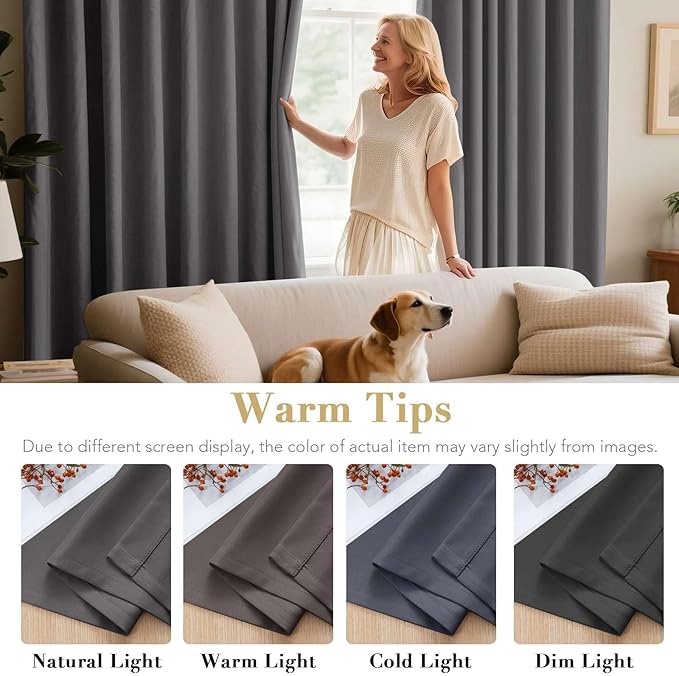 H.VERSAILTEX Charcoal Gray Blackout Curtain Panels for Bedroom Kitchen Curtains Blackout Room Darkening Curtains Window Panel Drapes for Basement - 2 Panels - 52 inch Wide by 84 inch Long, Grommet Top-Ruum Studio Home